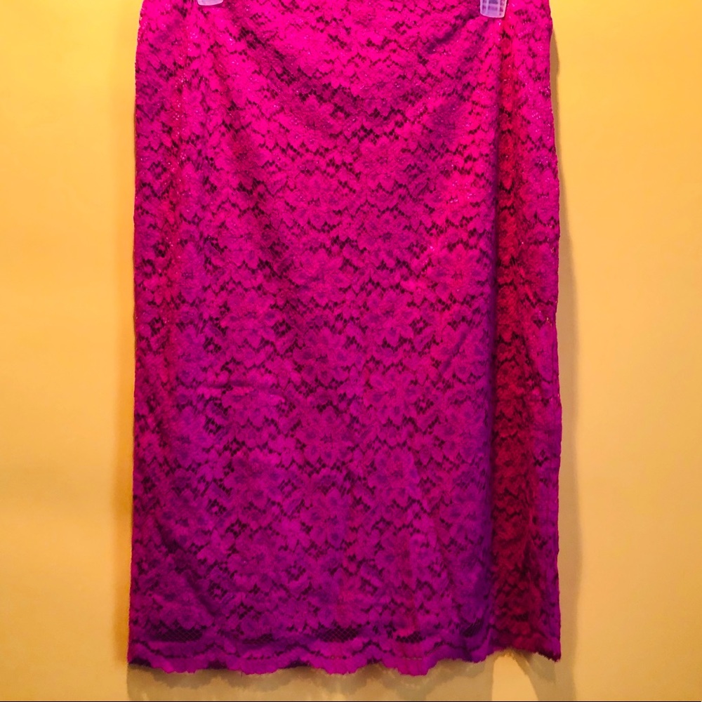 Pink Lace Floral Skirt (Size 18)